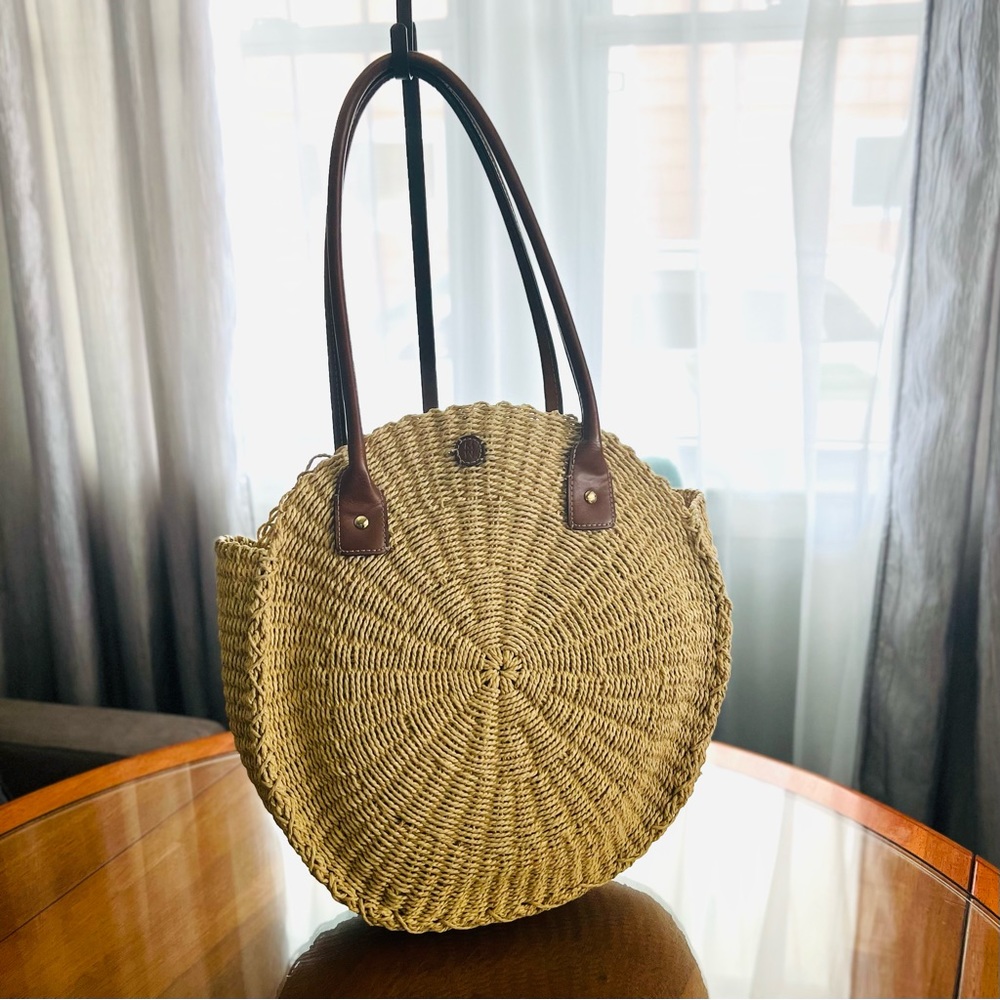 Round Raffia Shoulder Bag Women’s Good Condition